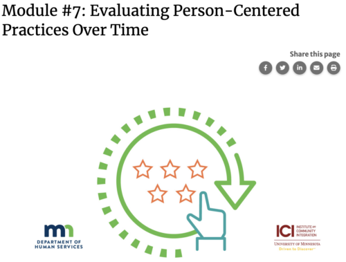 Landing page for module 7, evaluating person-centered practices over time